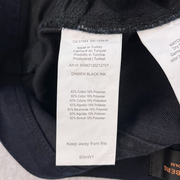 J. Lindeberg Jeans Mens 34x34 Damien Black Ink Mid-Rise Skinny Dark Wash Denim - Picture 10 of 15